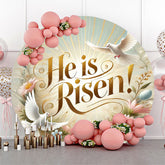 Lofaris He Is Risen Pigeon Floral Eggs Round Easter Backdrop